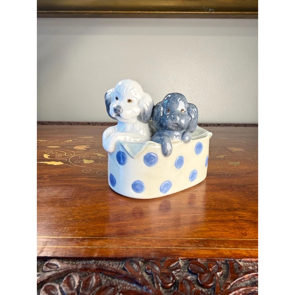 Vintage NAO by Lladró Poodle Puppies in Basket #1082